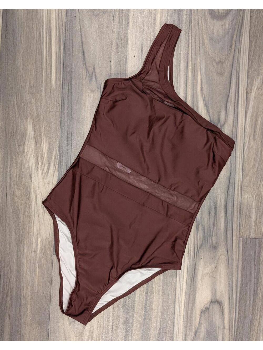 Cupshe One Shoulder Brown One Piece - Size XS